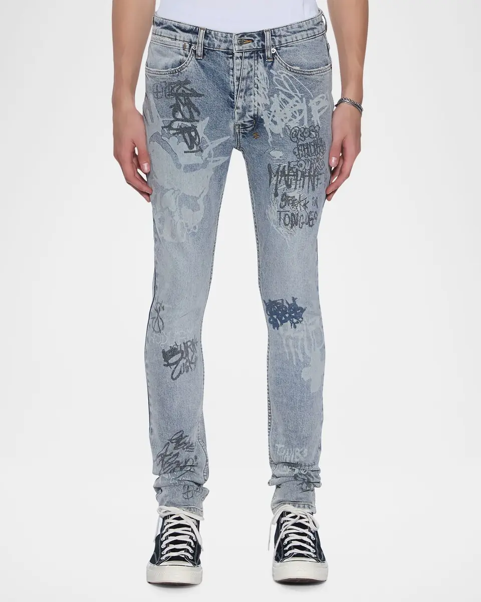 Ksubi Men's Van Winkle Graffiti Print Skinny Jeans | Thumbnail 2