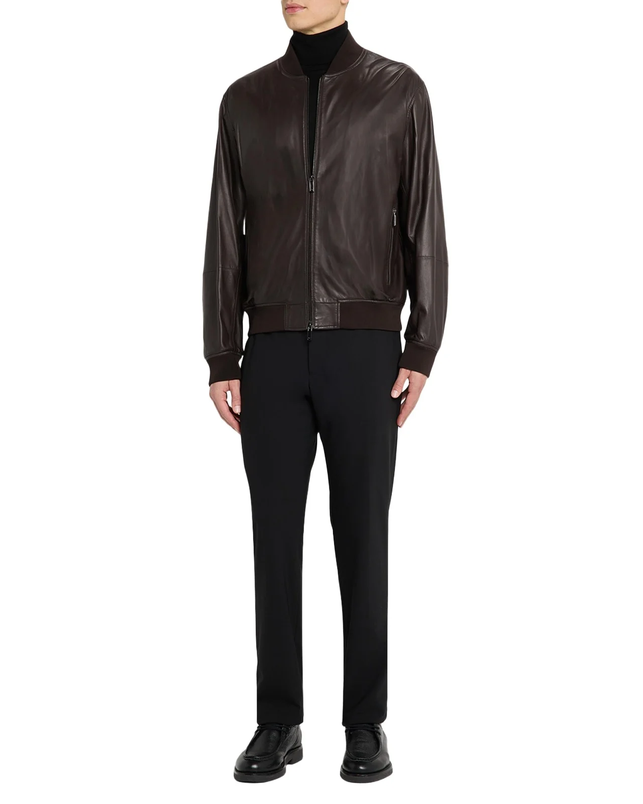 Emporio Armani Men's Leather Knit-Trim Jacket