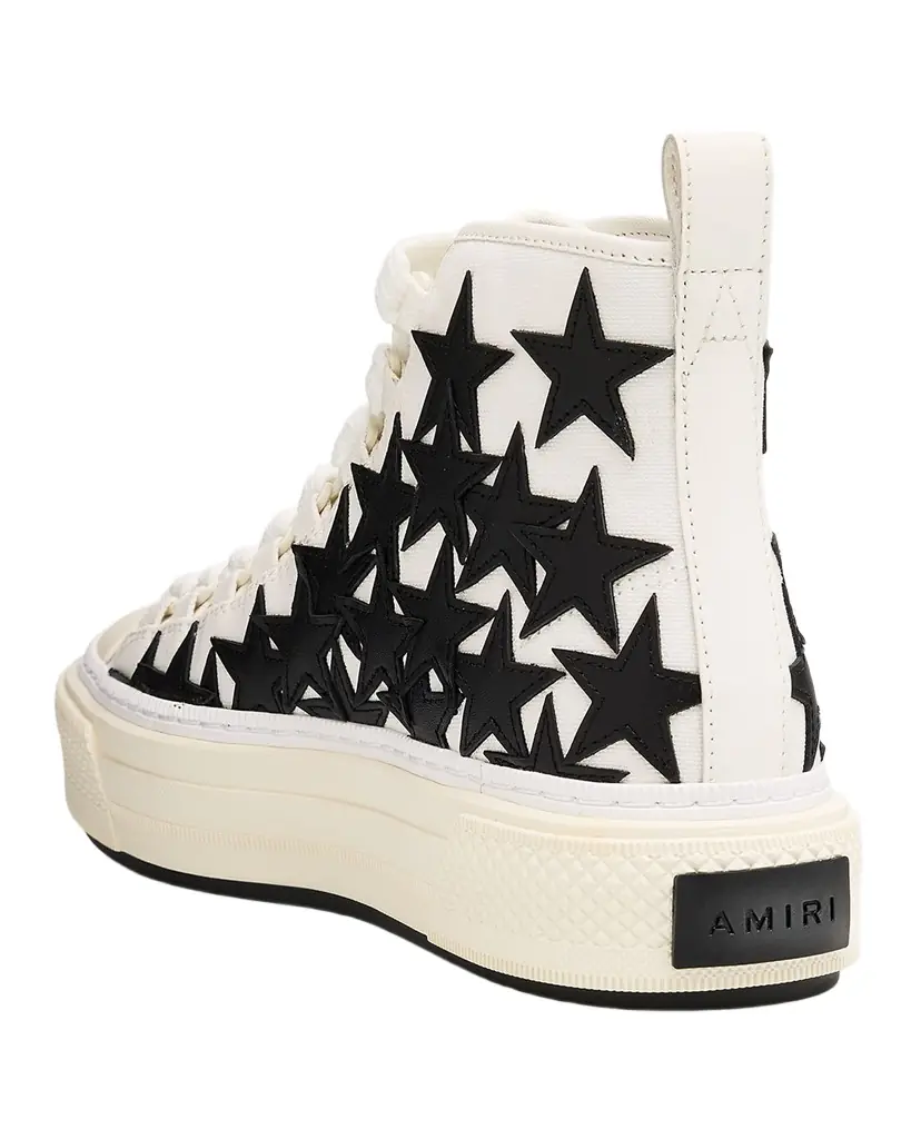 Amiri Men's Stars Court Hi Canvas & Leather High-Top Sneakers | Image 1 Amiri Men's Stars Court Hi Canvas & Leather High-Top Sneakers | Image 1
