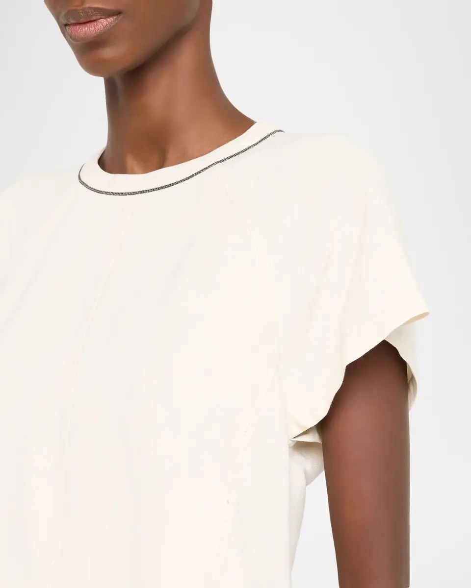 Brunello Cucinelli Fluid Linen Twill Mini Dress With Monili Trim | Thumbnail 4 Brunello Cucinelli Fluid Linen Twill Mini Dress With Monili Trim | Thumbnail 4