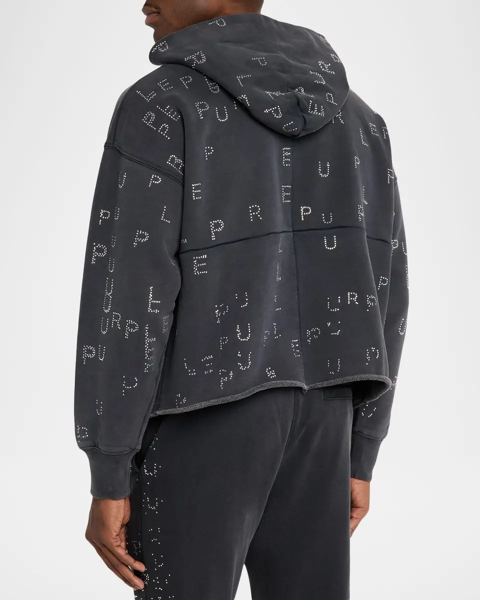 PURPLE Men's Crystal Sequence Oversized Fleece Hoodie | Thumbnail 2 PURPLE Men's Crystal Sequence Oversized Fleece Hoodie | Thumbnail 2