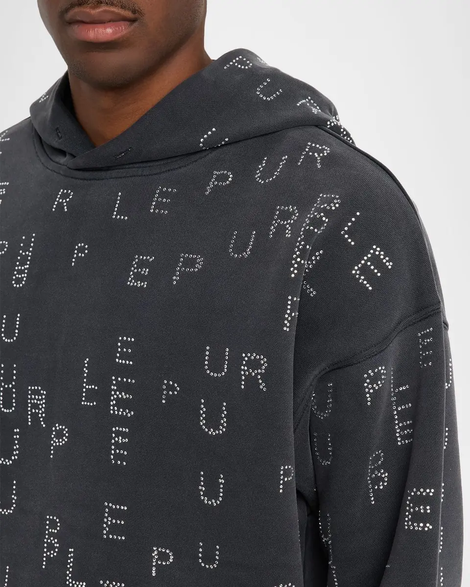 PURPLE Men's Crystal Sequence Oversized Fleece Hoodie | Thumbnail 4 PURPLE Men's Crystal Sequence Oversized Fleece Hoodie | Thumbnail 4