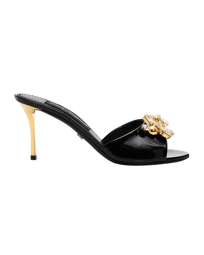 Dolce & Gabbana 75mm Embellished Patent Leather Mules | Image 1 Dolce & Gabbana 75mm Embellished Patent Leather Mules | Image 1