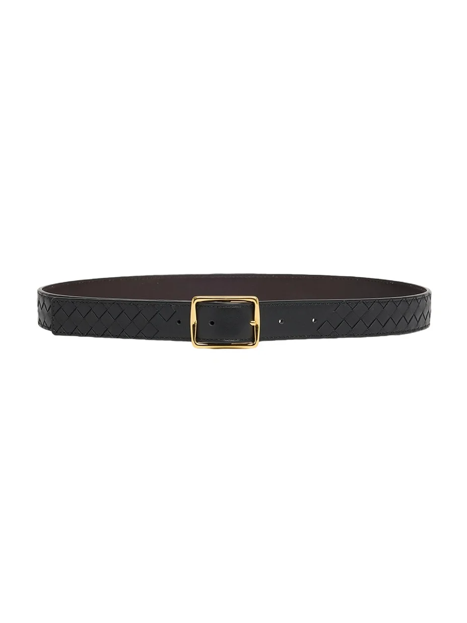 Bottega Veneta Reverso Intrecciato Calfskin Leather Belt