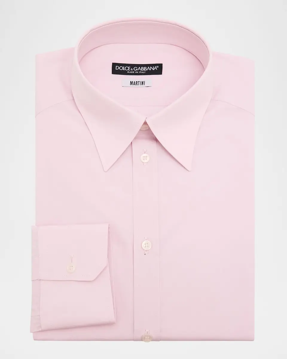 Dolce & Gabbana Men's Cotton Poplin Martini Fit Solid Dress Shirt | Thumbnail 3 Dolce & Gabbana Men's Cotton Poplin Martini Fit Solid Dress Shirt | Thumbnail 3