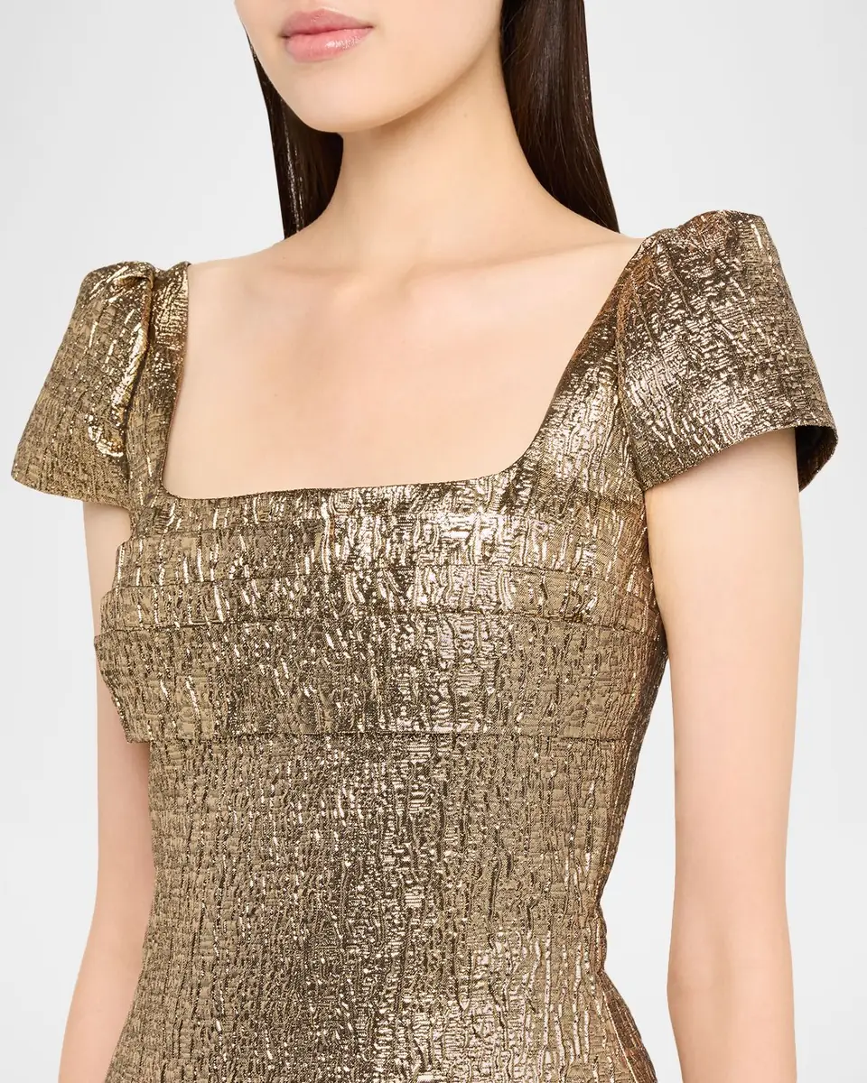 Roland Mouret Pleated Drape Metallic Midi Dress | Thumbnail 4 Roland Mouret Pleated Drape Metallic Midi Dress | Thumbnail 4