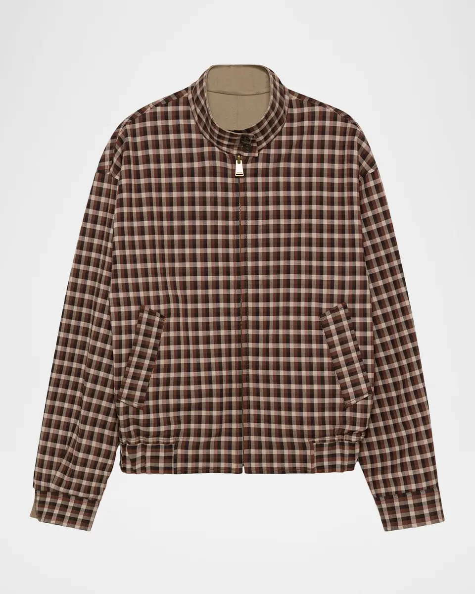 Simkhai Men's Harrington Cotton Check-Lined Jacket | Thumbnail 4 Simkhai Men's Harrington Cotton Check-Lined Jacket | Thumbnail 4