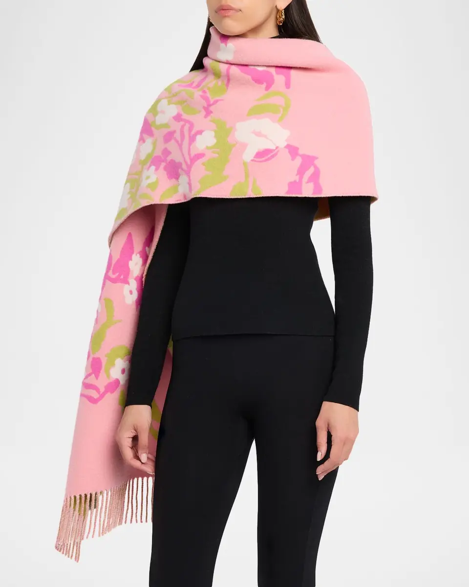 Burberry Wide Floral EKD Cashmere Scarf | Thumbnail 2 Burberry Wide Floral EKD Cashmere Scarf | Thumbnail 2