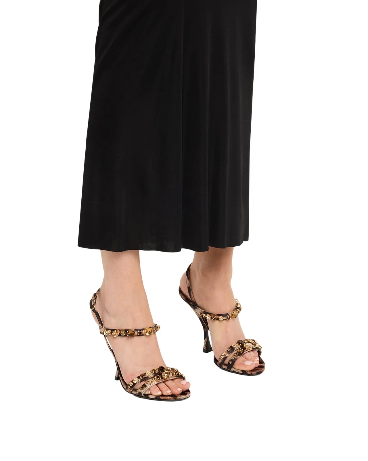 Dolce & Gabbana 105mm Leo Embellished Double-Strap Satin Sandals
