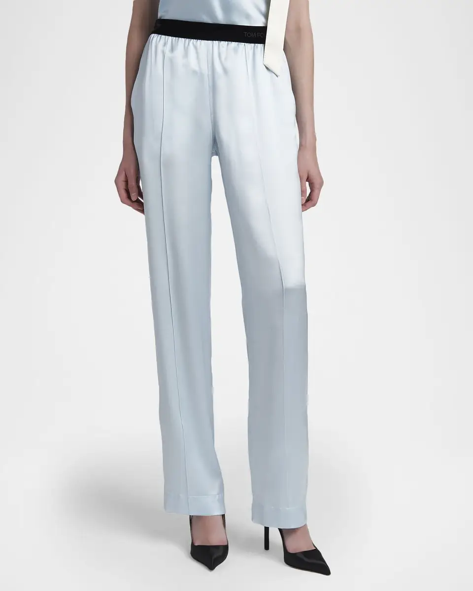 TOM FORD Stretch Silk Satin Straight-Leg Pull-On Pants | Thumbnail 4 TOM FORD Stretch Silk Satin Straight-Leg Pull-On Pants | Thumbnail 4