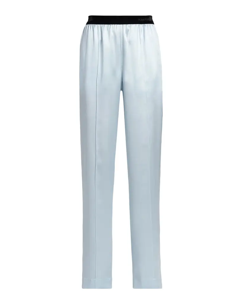 Stretch Silk Satin Straight-Leg Pull-On Pants Stretch Silk Satin Straight-Leg Pull-On Pants