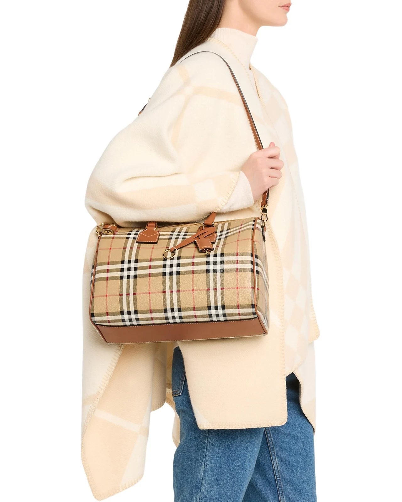 Medium Coated Check Bowling Shoulder Bag