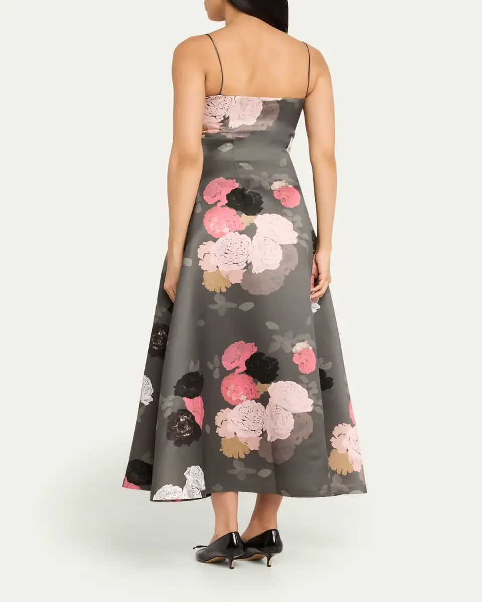 BERNADETTE Nicole Floral Satin Midi Dress | Thumbnail 3