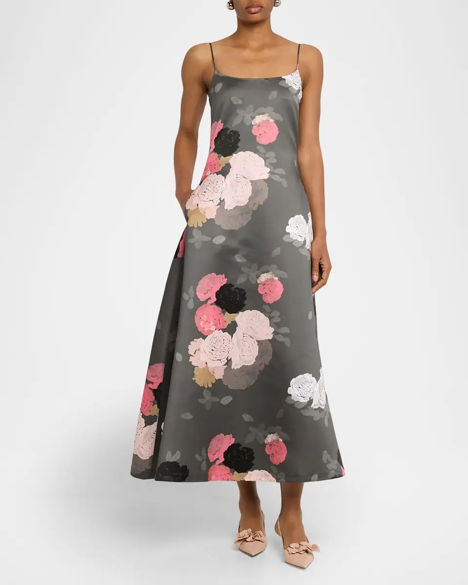 BERNADETTE Nicole Floral Satin Midi Dress | Thumbnail 7