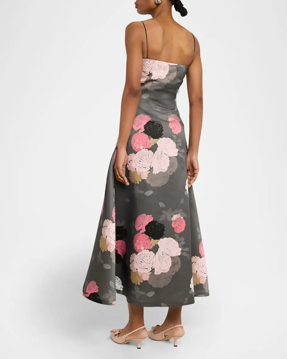 BERNADETTE Nicole Floral Satin Midi Dress | Thumbnail 8