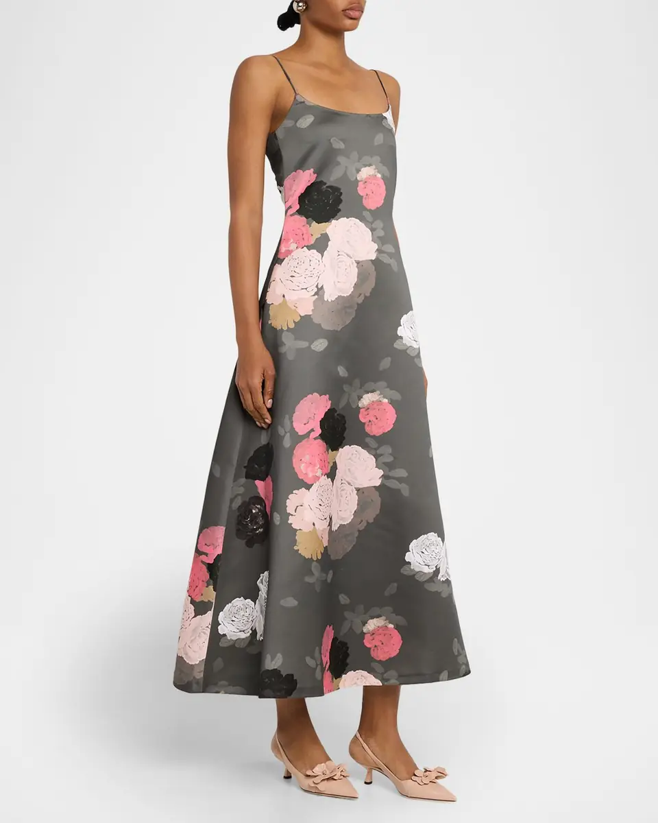 BERNADETTE Nicole Floral Satin Midi Dress | Thumbnail 9
