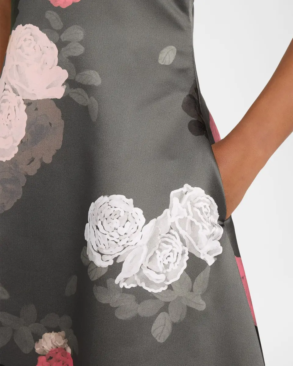BERNADETTE Nicole Floral Satin Midi Dress | Thumbnail 10