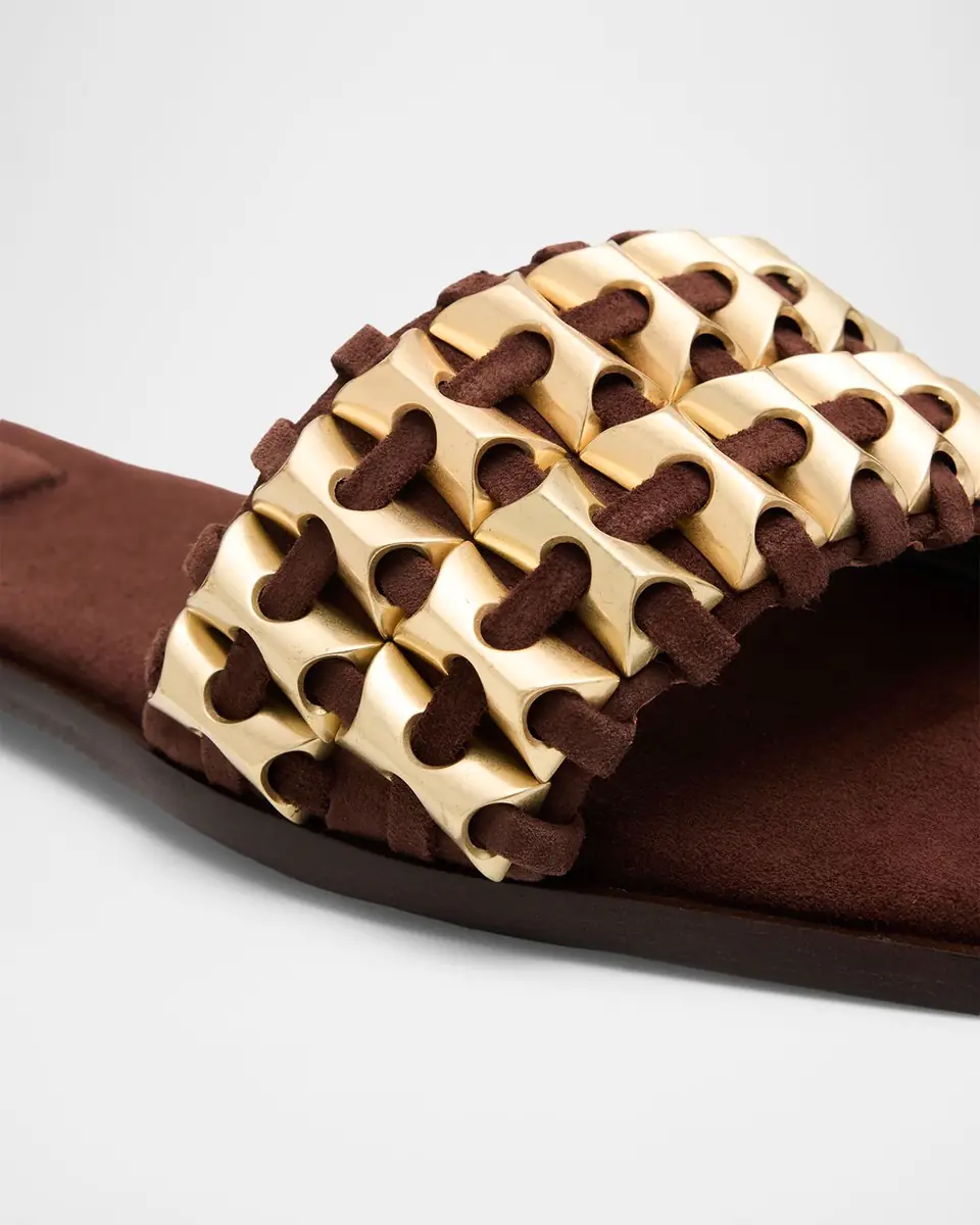 SIMKHAI Faye Beaded Suede Flat Sandals | Thumbnail 4