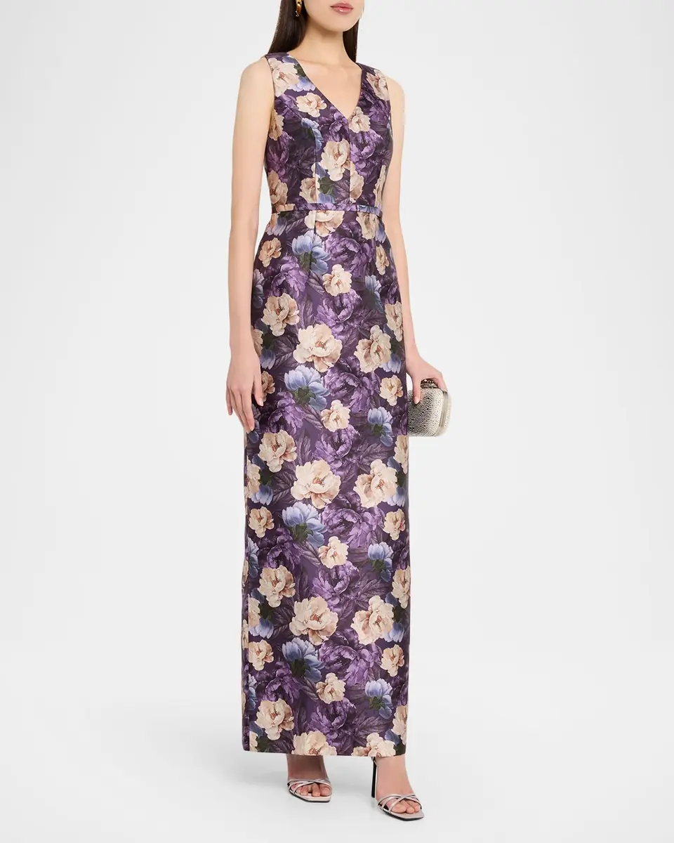 SACHIN & BABI Adellyn Floral-Print Mikado Column Gown | Thumbnail 3 SACHIN & BABI Adellyn Floral-Print Mikado Column Gown | Thumbnail 3