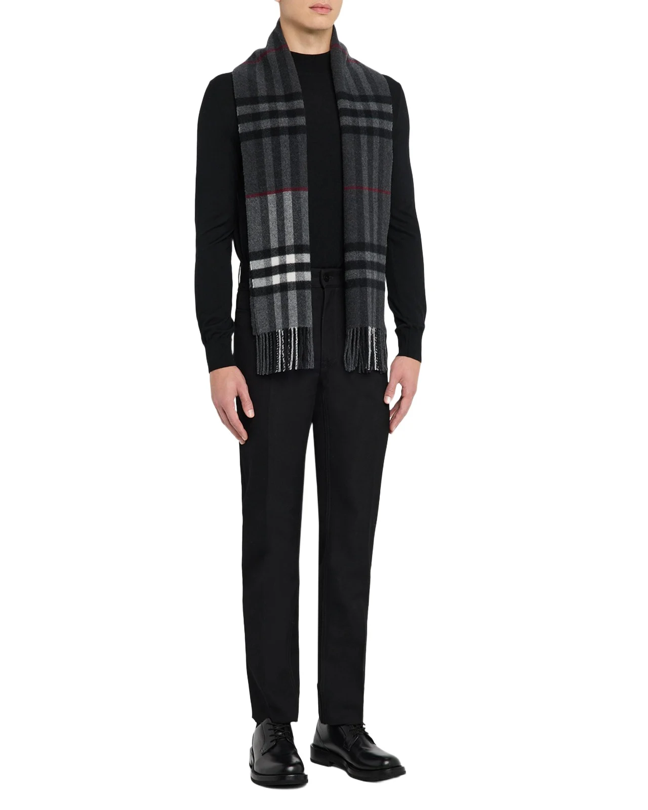Men's Contrast Check Double-Faced Cashmere Scarf Men's Contrast Check Double-Faced Cashmere Scarf