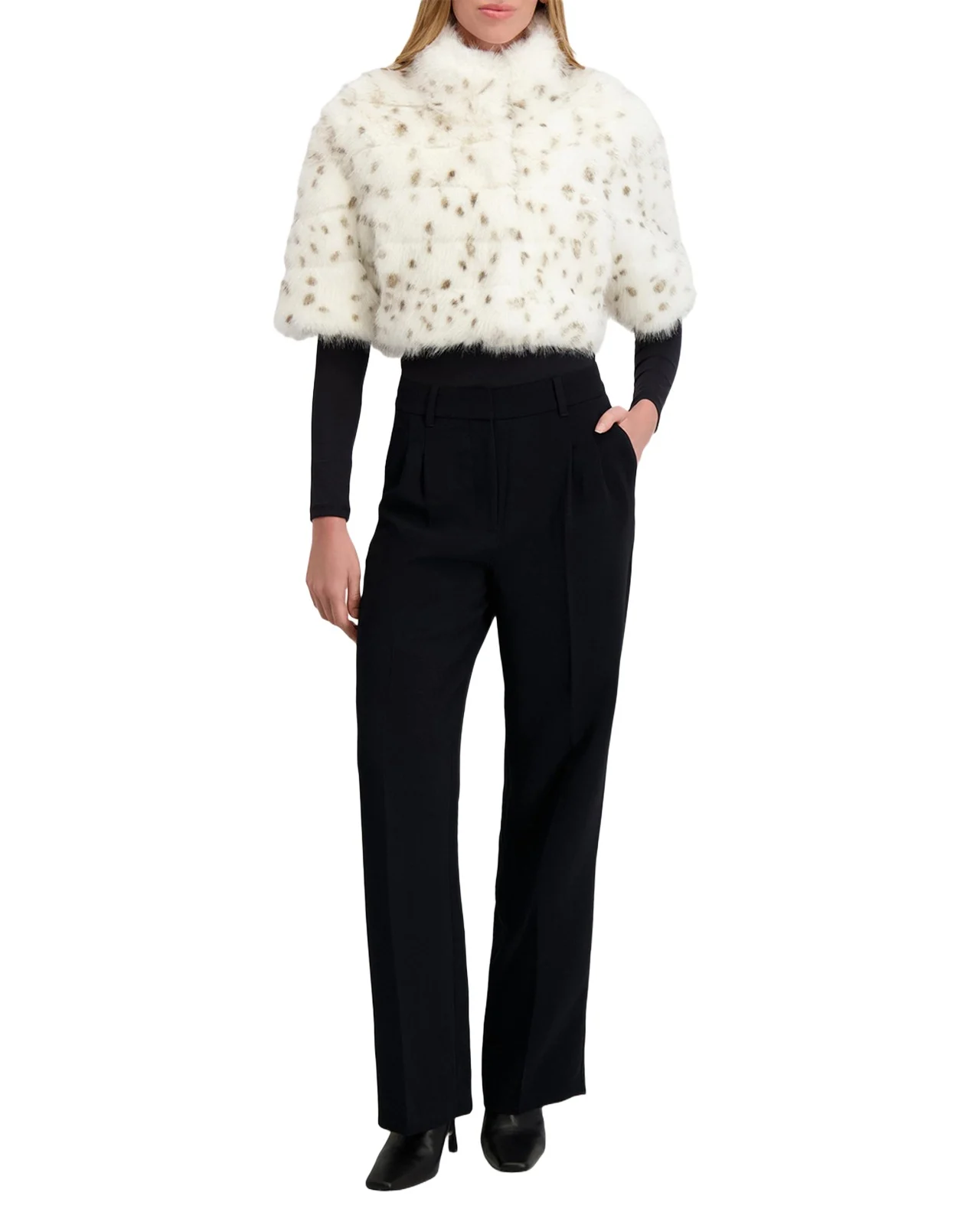 Fur-Free Cropped Faux Fox Coat