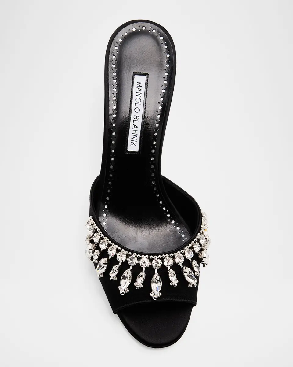 Manolo Blahnik 50mm Tulimu Embellished Satin Mules | Thumbnail 3 Manolo Blahnik 50mm Tulimu Embellished Satin Mules | Thumbnail 3