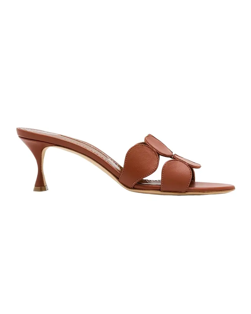 Manolo Blahnik 50mm Haribalmu Leather Mule Sandals | Image 1 Manolo Blahnik 50mm Haribalmu Leather Mule Sandals | Image 1