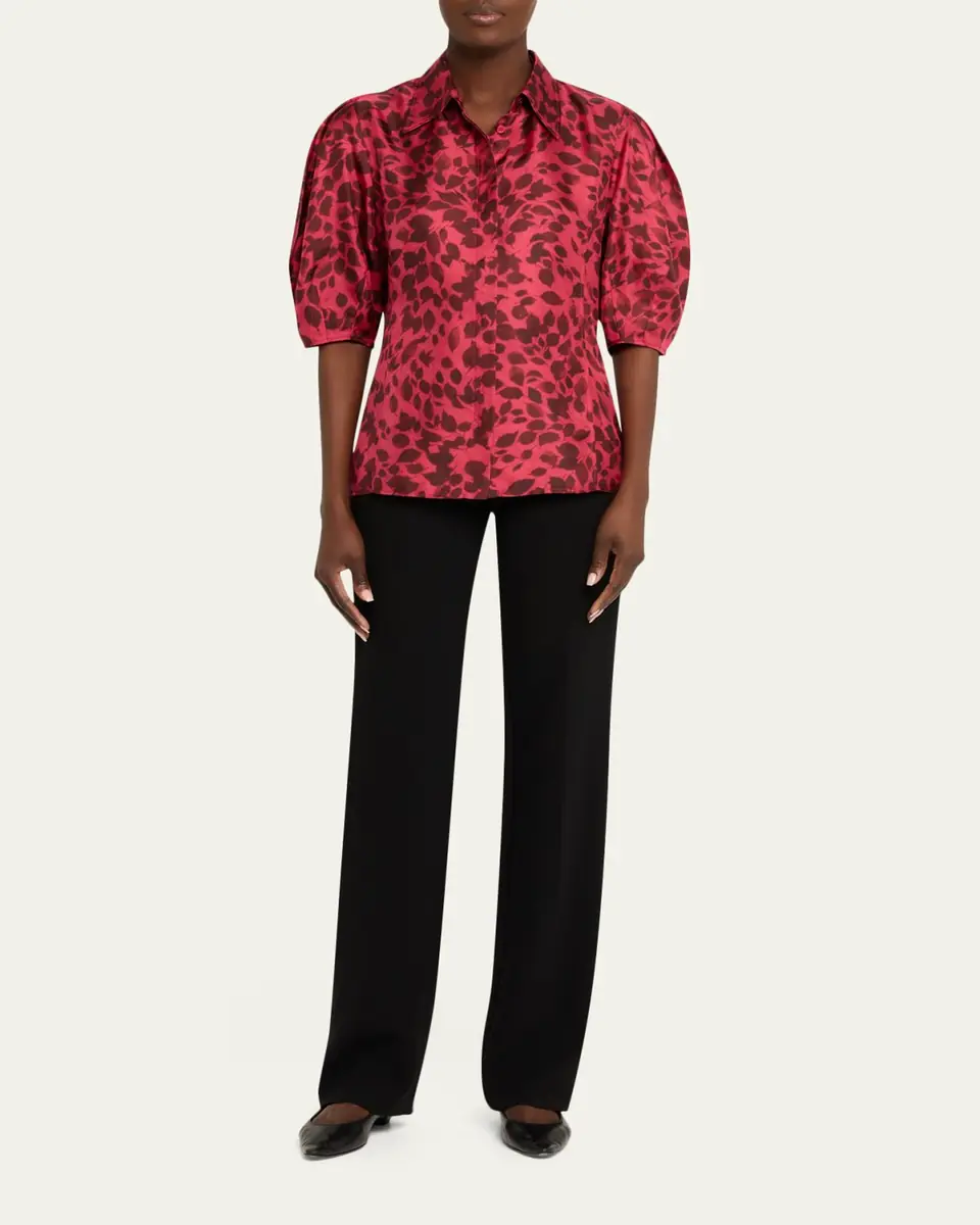 Gabriela Hearst Sansi Leaf-Print Silk Twill Top | Thumbnail 2