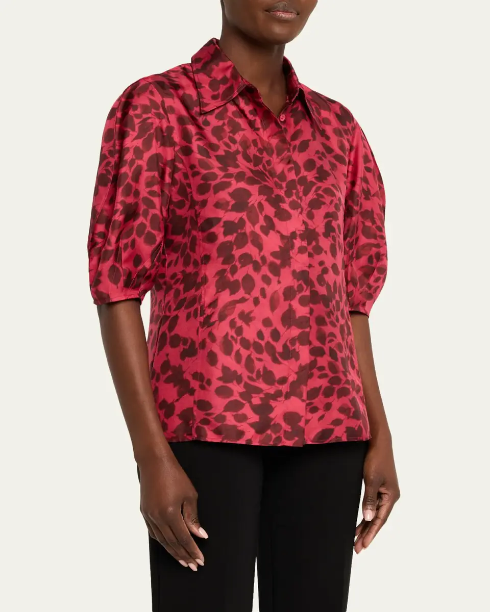 Gabriela Hearst Sansi Leaf-Print Silk Twill Top | Thumbnail 4