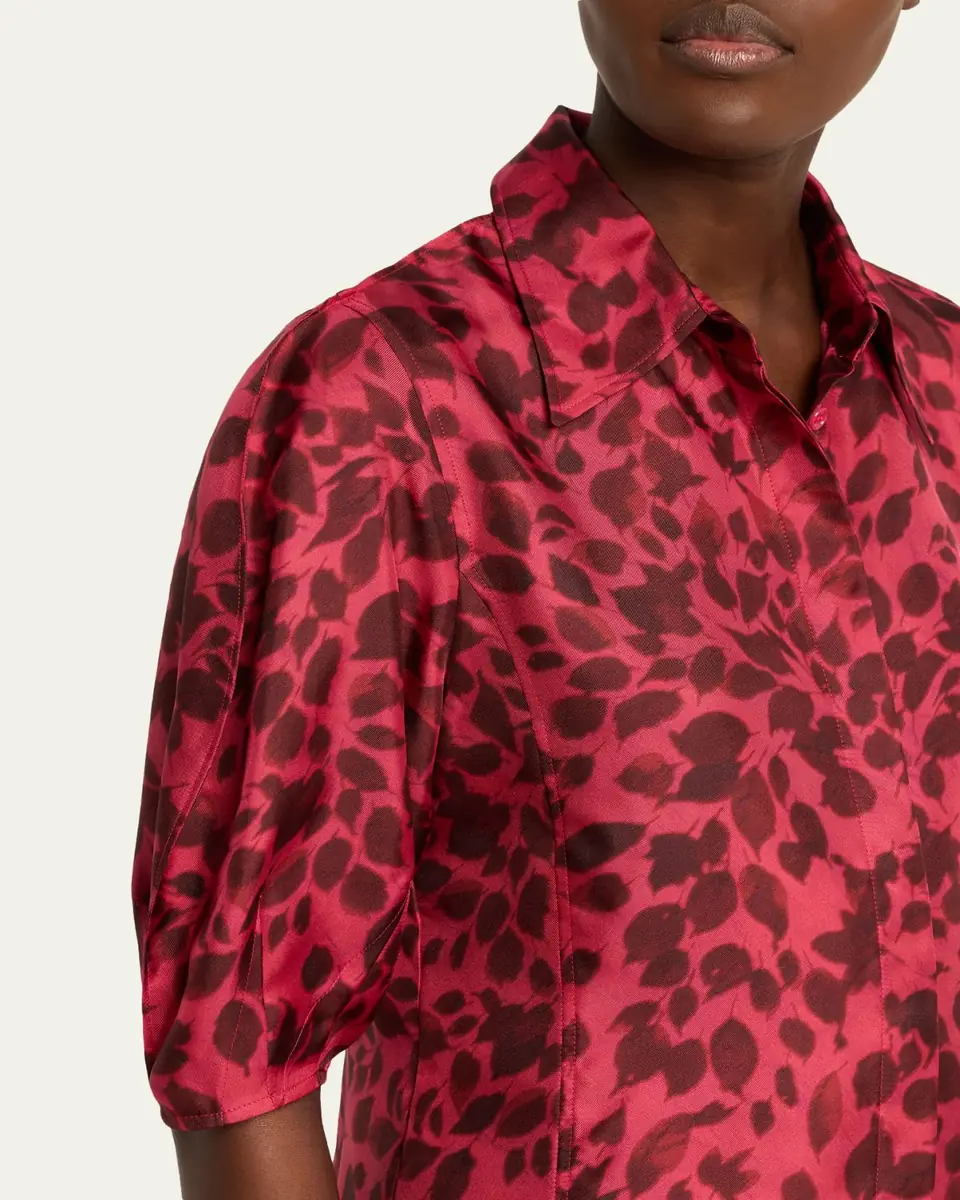 Gabriela Hearst Sansi Leaf-Print Silk Twill Top | Thumbnail 5