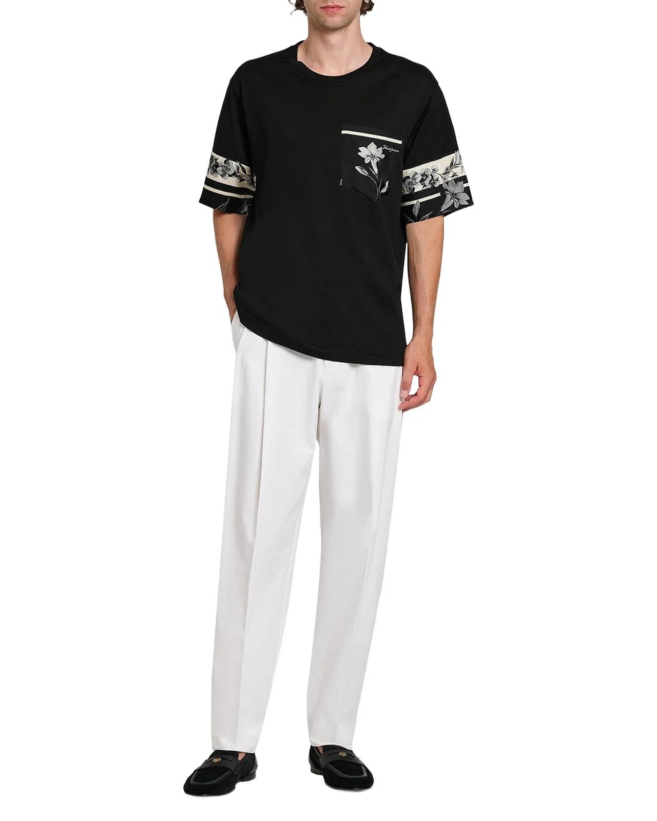 Men's Cotton and Silk Digital-Print Pocket T-Shirt Men's Cotton and Silk Digital-Print Pocket T-Shirt