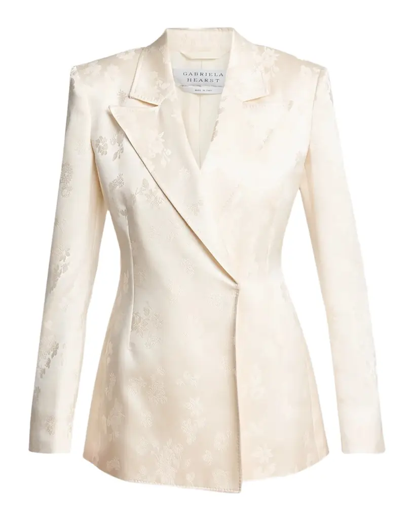 Gabriela Hearst Aleah Floral Silk Jacquard Double-Breasted Blazer Jacket | Image 1 Gabriela Hearst Aleah Floral Silk Jacquard Double-Breasted Blazer Jacket | Image 1