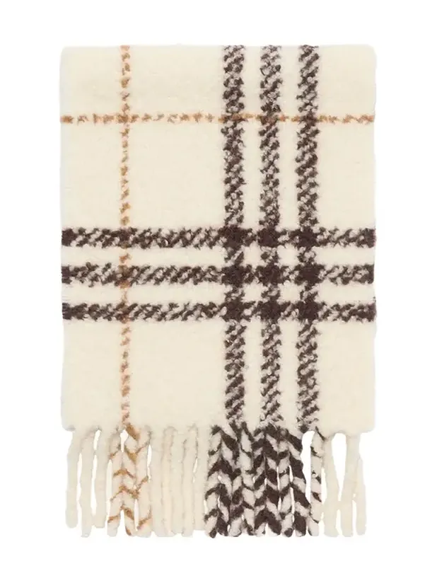 Check Alpaca Wool Blend Bouclé Scarf Check Alpaca Wool Blend Bouclé Scarf