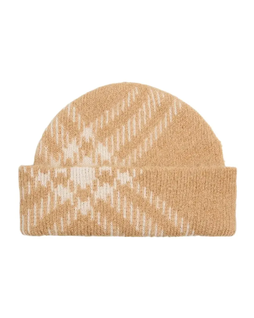 Burberry Check Mohair Wool-Blend Beanie | Image 1 Burberry Check Mohair Wool-Blend Beanie | Image 1