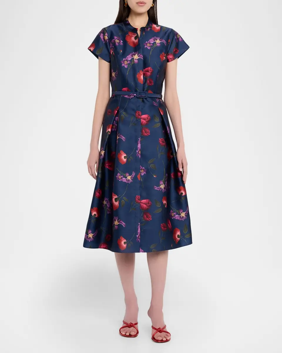 Sachin & Babi Martine Pleated Floral-Print Mikado Midi Dress | Thumbnail 2 Sachin & Babi Martine Pleated Floral-Print Mikado Midi Dress | Thumbnail 2