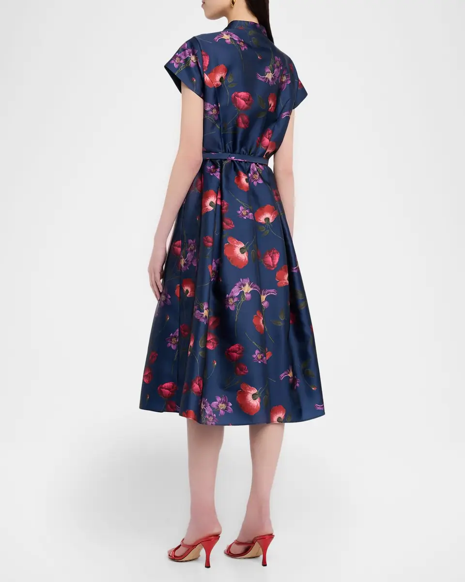 Sachin & Babi Martine Pleated Floral-Print Mikado Midi Dress | Thumbnail 3 Sachin & Babi Martine Pleated Floral-Print Mikado Midi Dress | Thumbnail 3