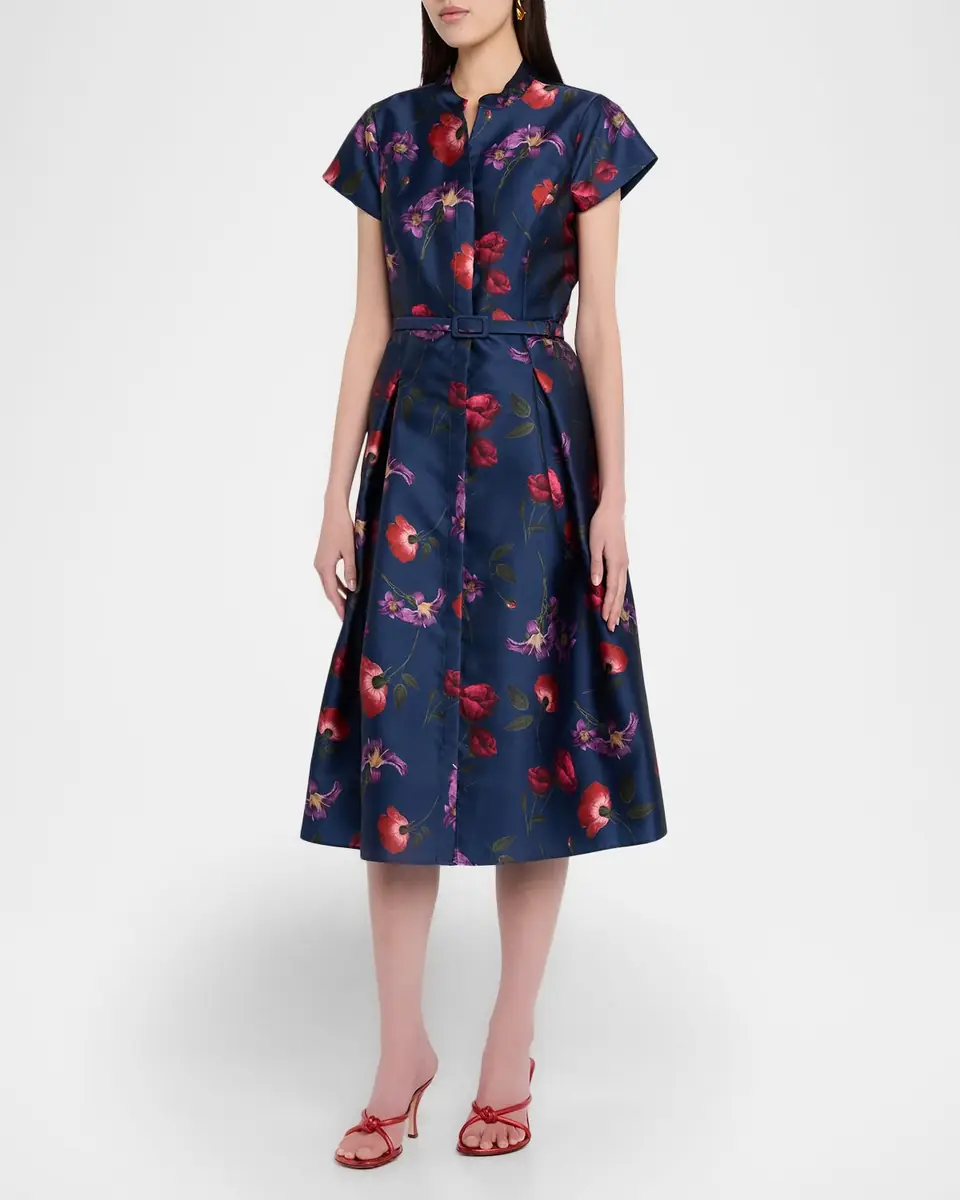Sachin & Babi Martine Pleated Floral-Print Mikado Midi Dress | Thumbnail 4 Sachin & Babi Martine Pleated Floral-Print Mikado Midi Dress | Thumbnail 4