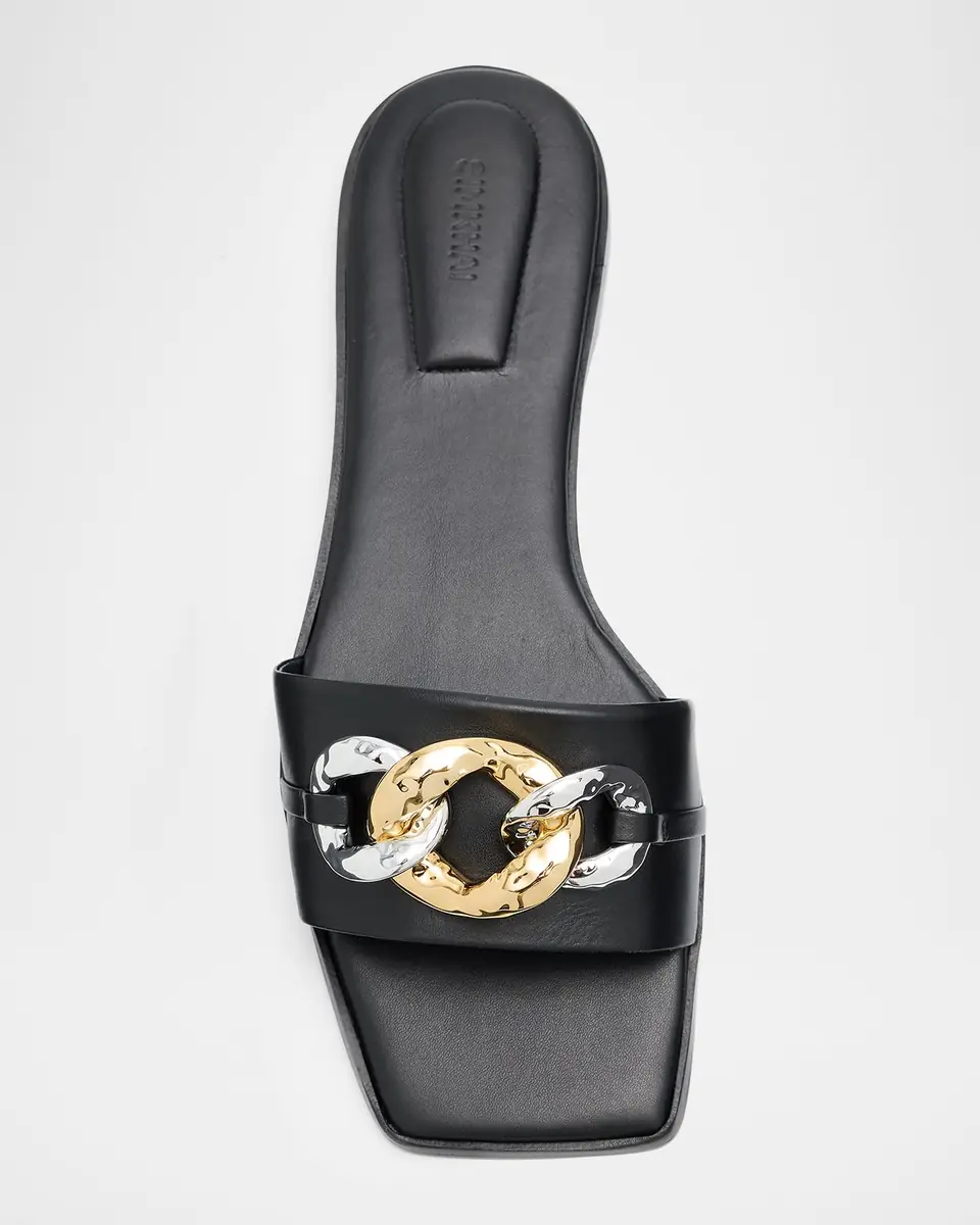 SIMKHAI Arlo Chain Leather Flat Slides | Thumbnail 5 SIMKHAI Arlo Chain Leather Flat Slides | Thumbnail 5