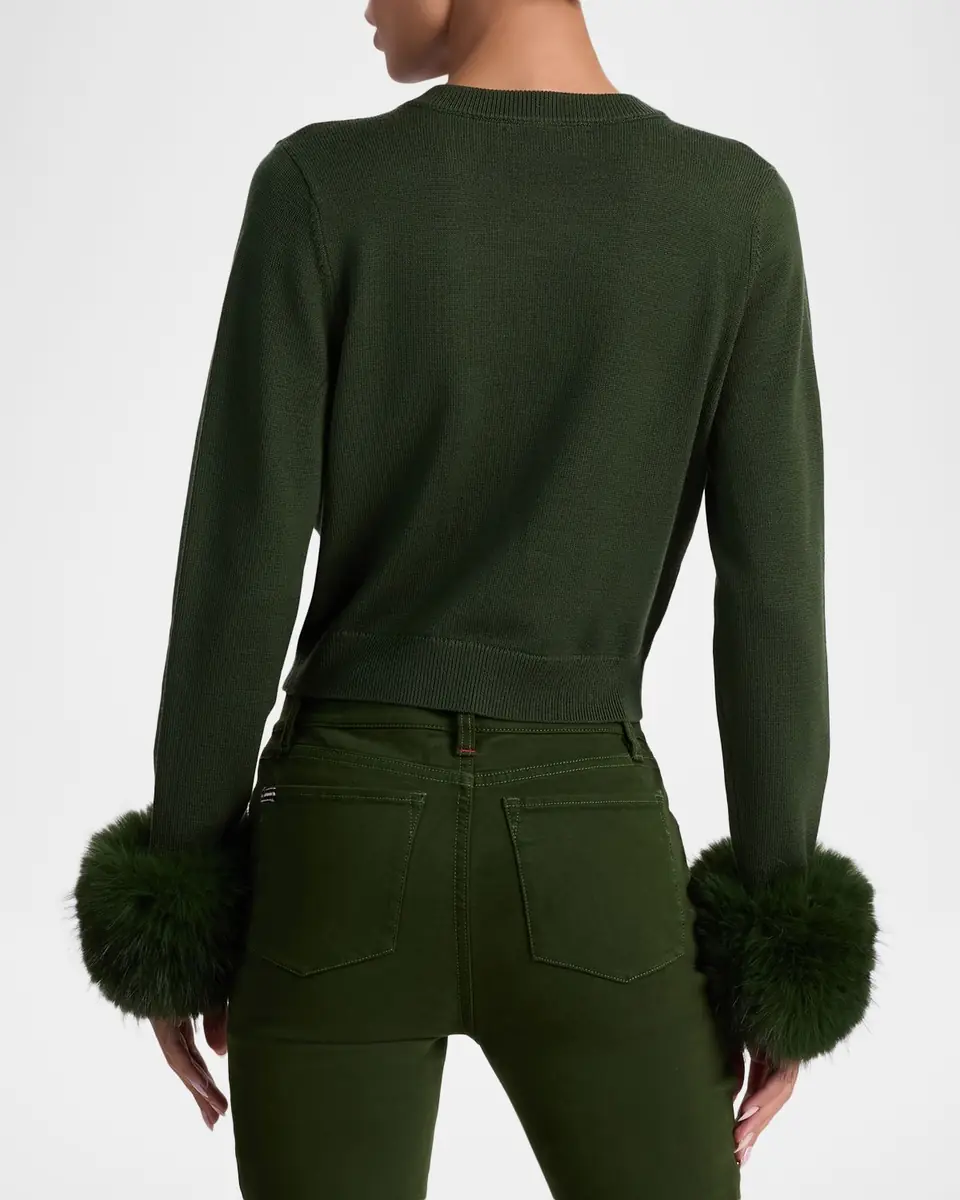 Alice + Olivia Dollie Faux Fur Cuff Cardigan | Thumbnail 2