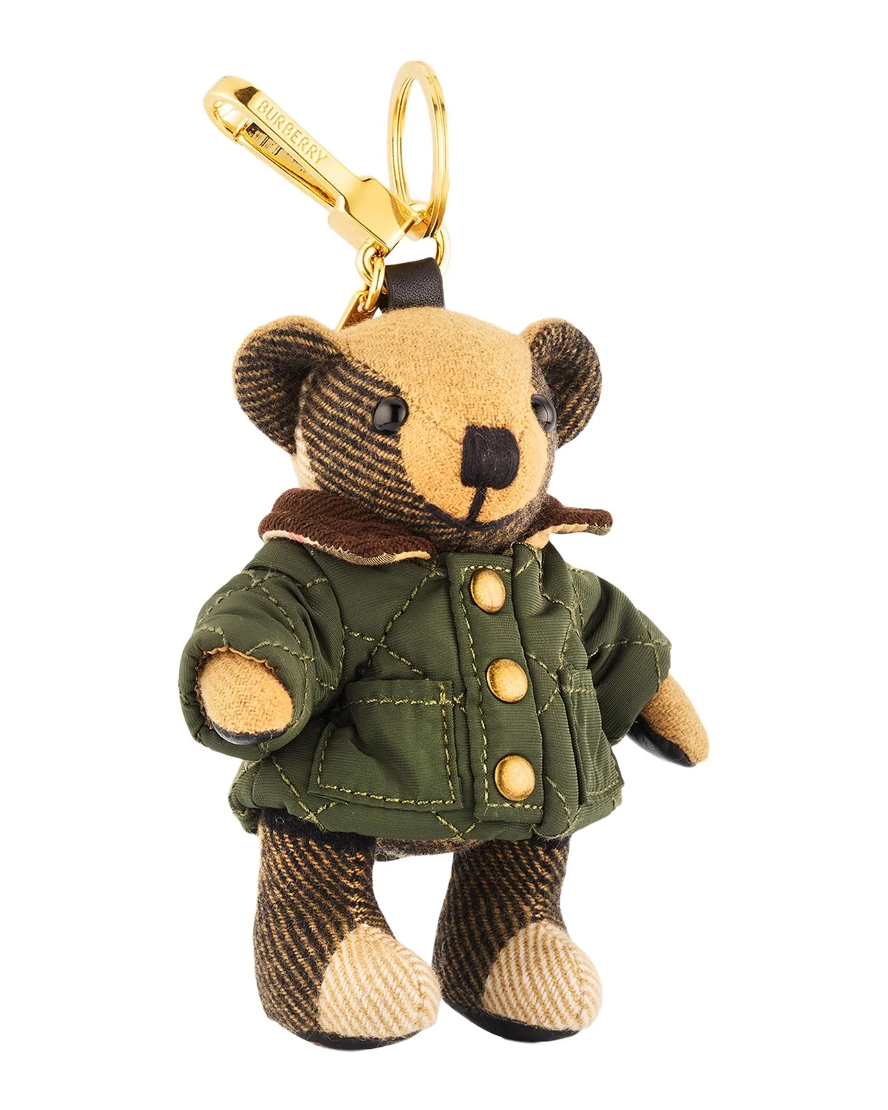 Thomas Check Cashmere Teddy Bear in Quilted Jacket Bag Charm