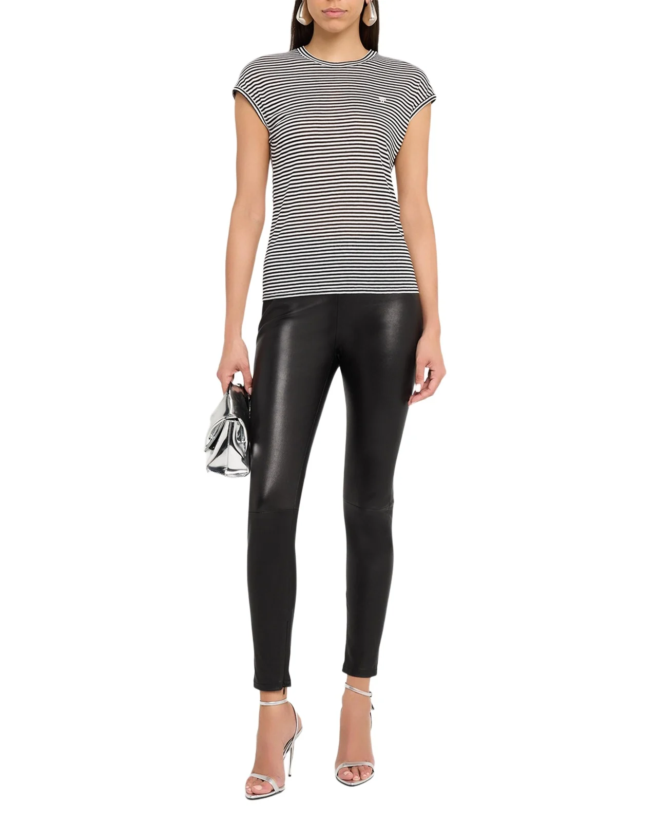 Striped Viscose Cap-Sleeve T-Shirt Striped Viscose Cap-Sleeve T-Shirt