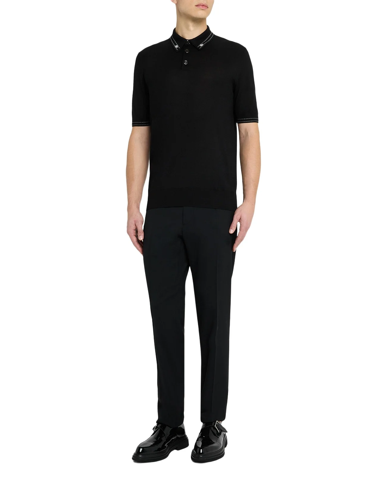 Men's Silk Knit Polo Shirt