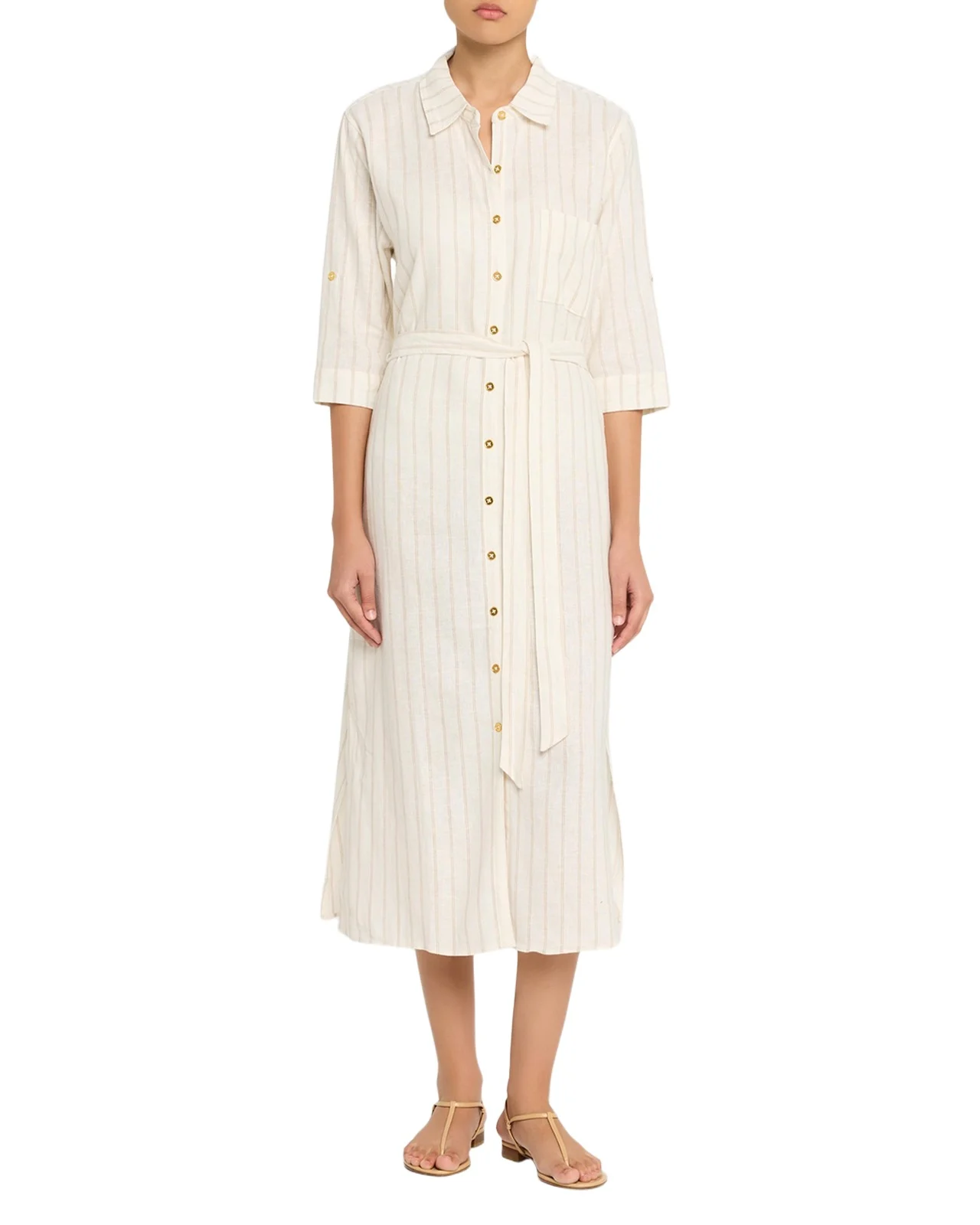 La Blanca Delphine Coast Striped Midi Shirtdress