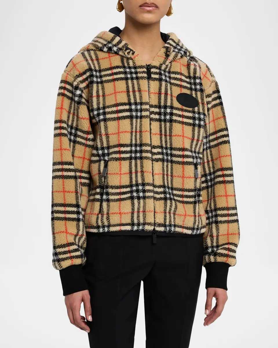 Burberry Fiona Check Teddy Fleece Zip Hoodie | Thumbnail 3 Burberry Fiona Check Teddy Fleece Zip Hoodie | Thumbnail 3