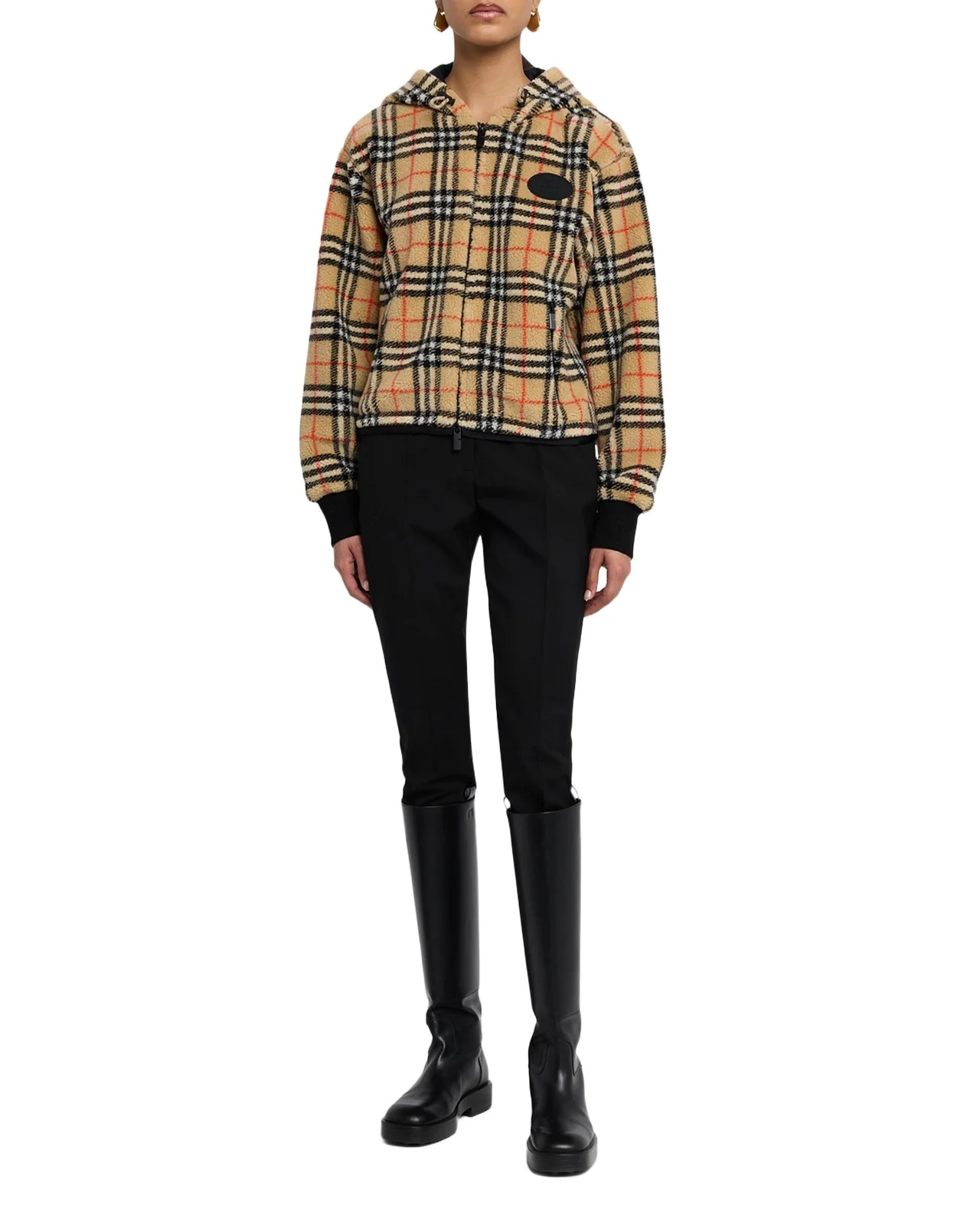 Fiona Check Teddy Fleece Zip Hoodie Fiona Check Teddy Fleece Zip Hoodie