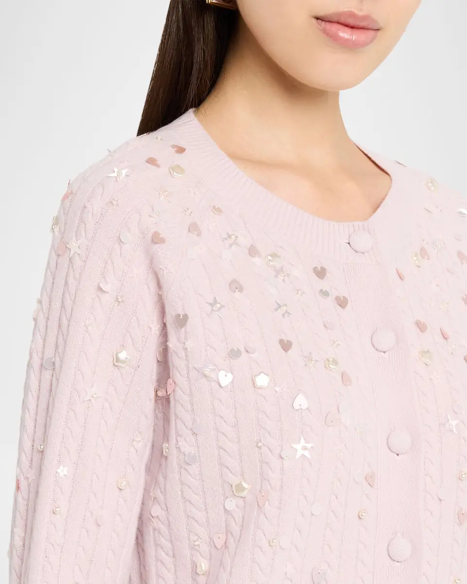 BERNADETTE Gilbert Embellished Crewneck Cardigan | Thumbnail 4
