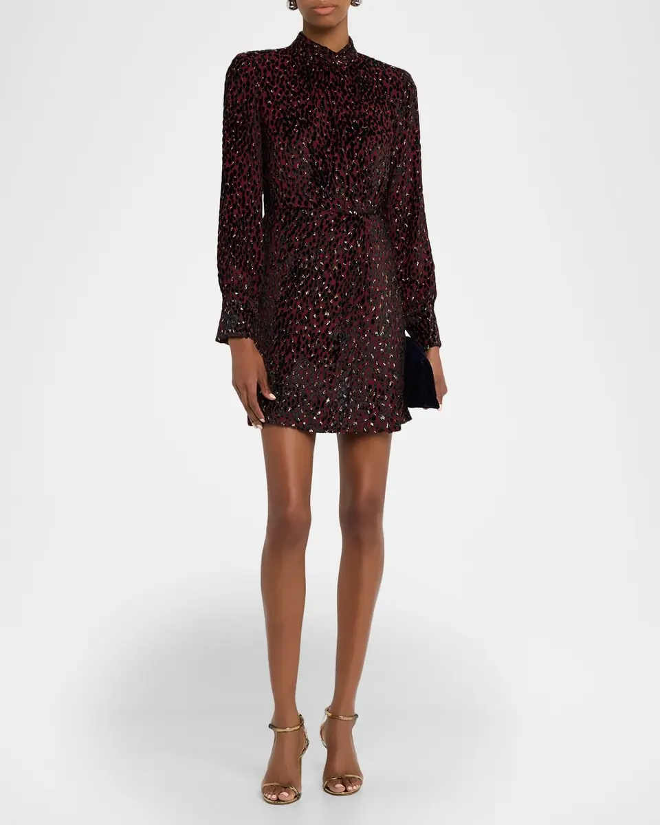 SIMKHAI Daphne Printed Long-Sleeve Mini Dress | Thumbnail 3 SIMKHAI Daphne Printed Long-Sleeve Mini Dress | Thumbnail 3