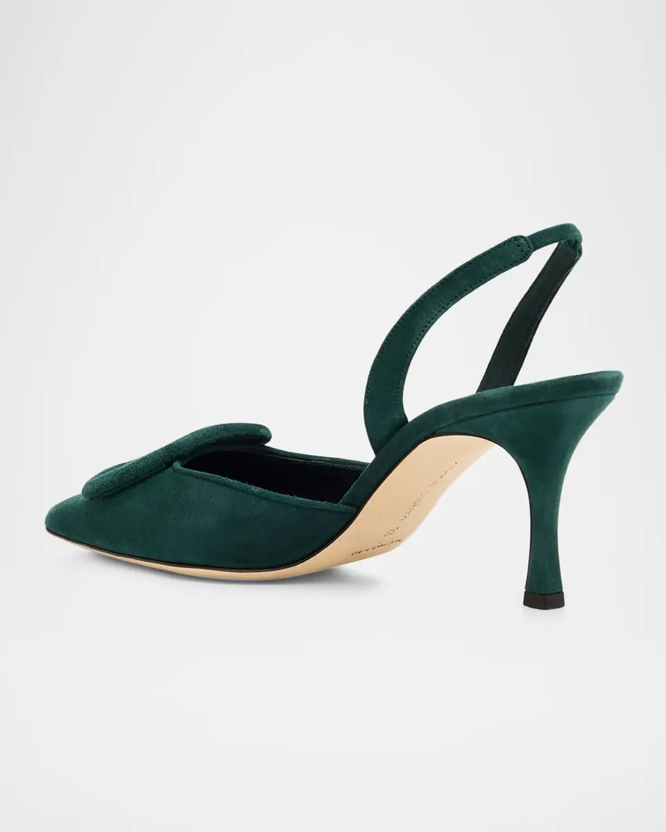 Manolo Blahnik Maysli Suede Buckle Slingback Pumps | Thumbnail 3