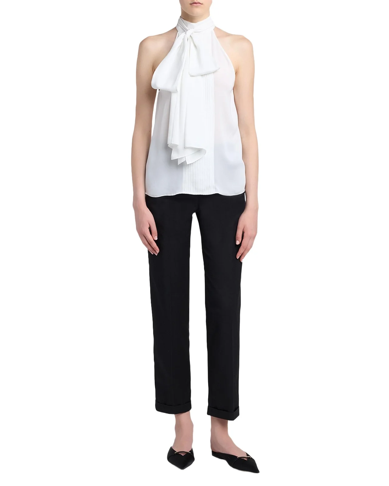 Silk Georgette Neck-Scarf Halter Top