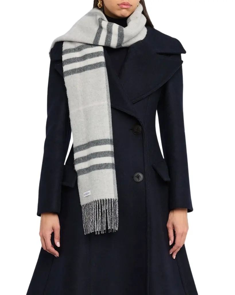 Burberry Reversible EKD Check Cashmere Scarf | Image 1 Burberry Reversible EKD Check Cashmere Scarf | Image 1